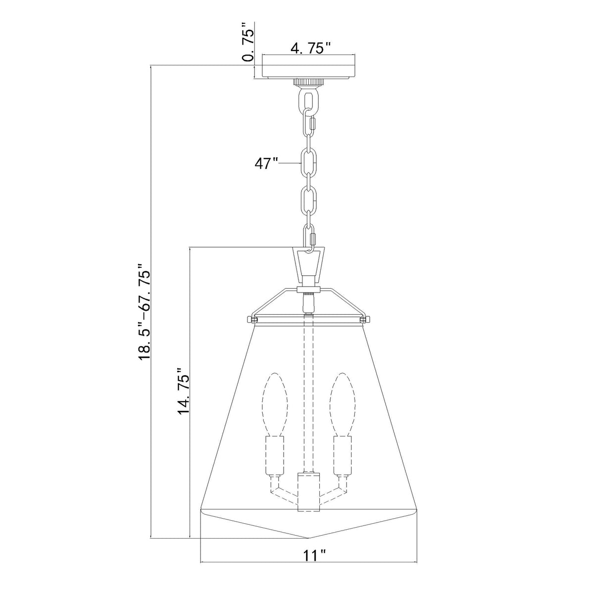 Voss 11'' Pendant dimensions
