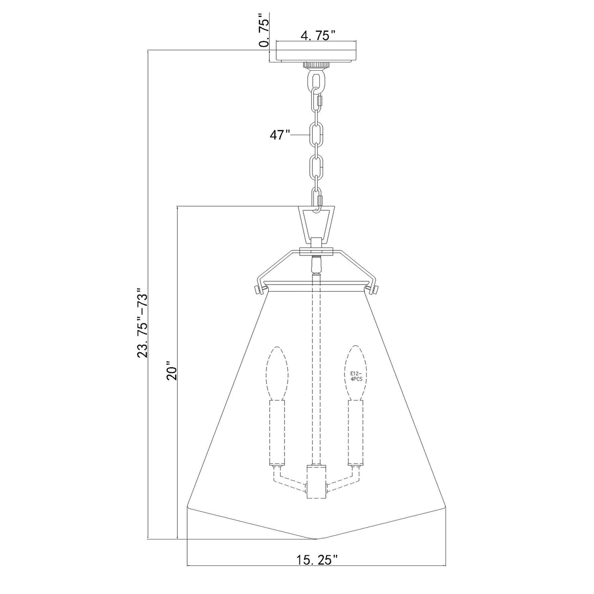 Voss 15.25'' Pendant dimensions