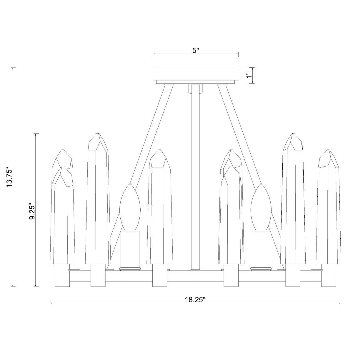 Watson 18.25'' Semi Flush Mount dimensions