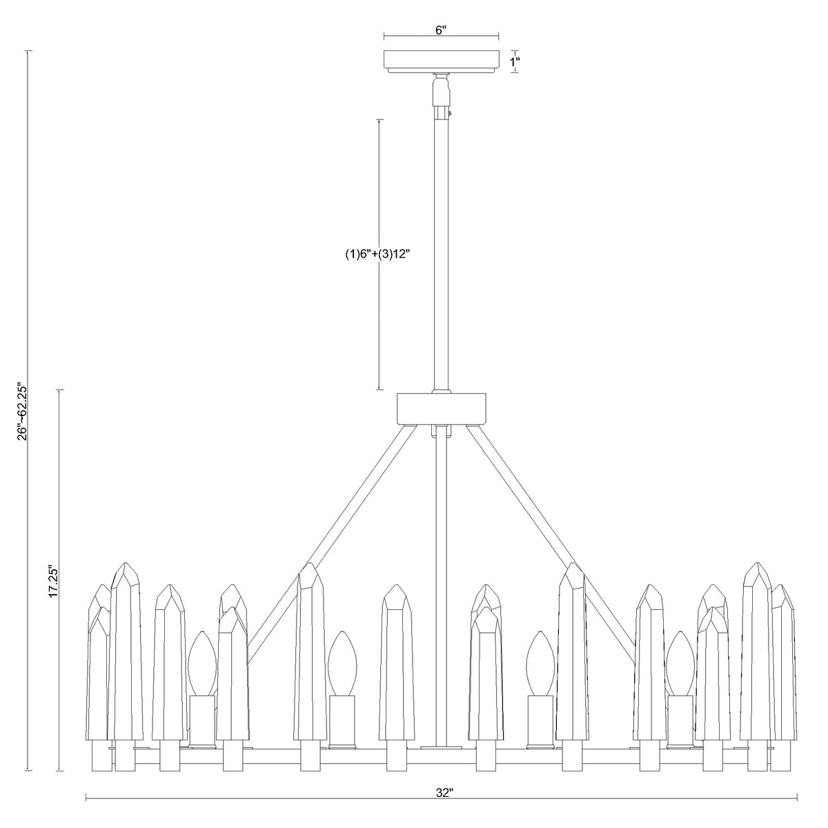 Watson 32'' Chandelier dimensions