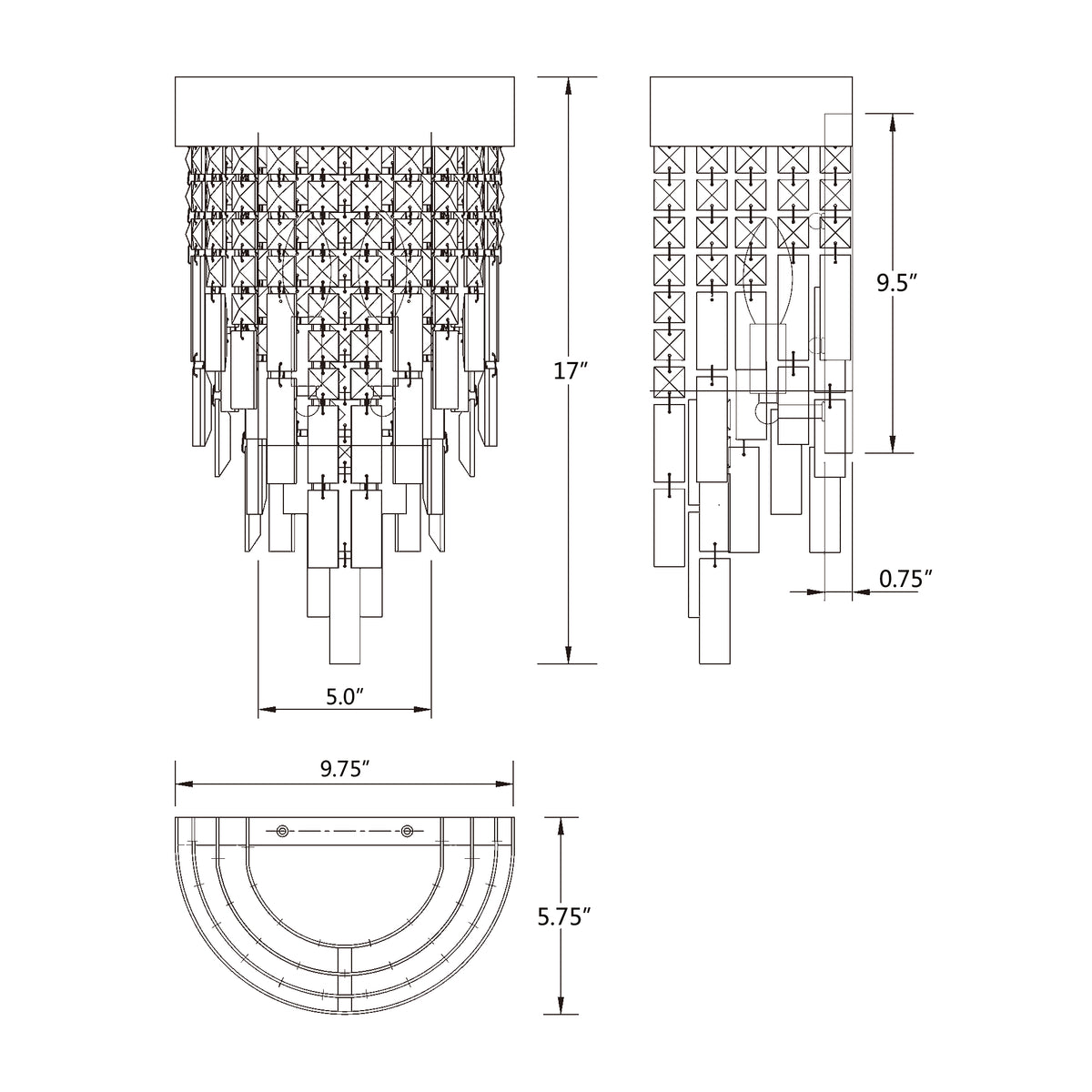 Winfield 9.75'' Sconce dimensions