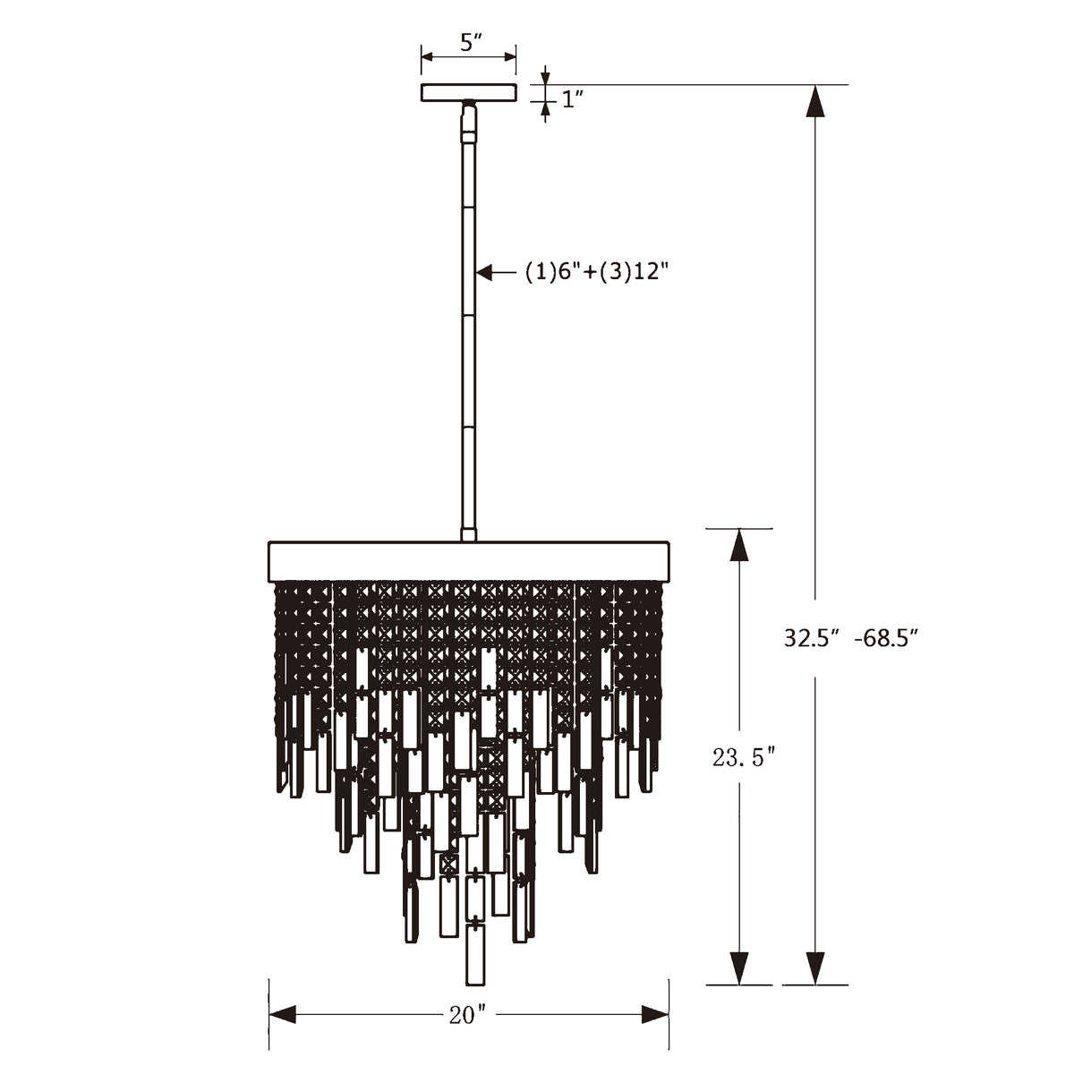 Winfield 20'' Chandelier dimensions
