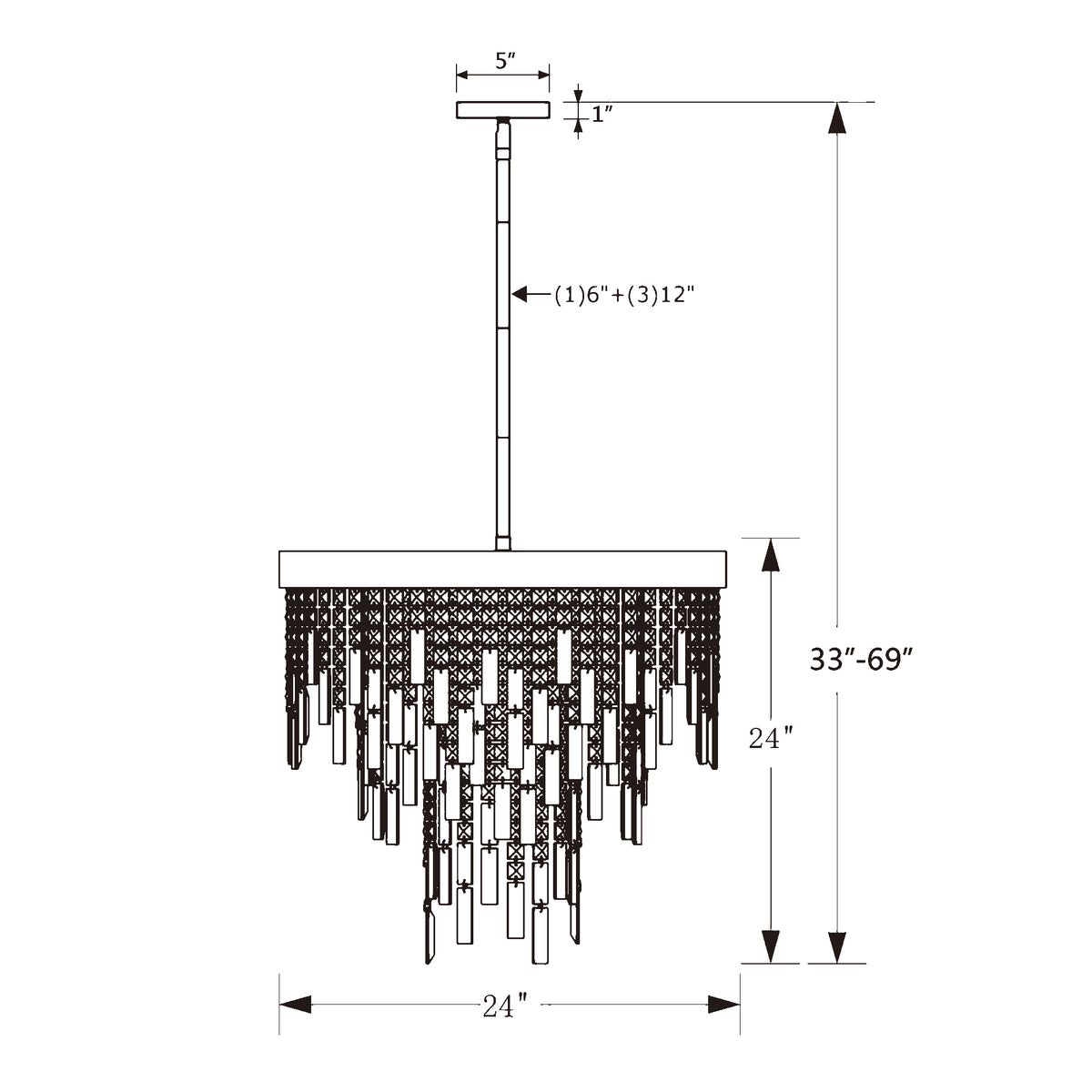 Winfield 24'' Chandelier dimensions
