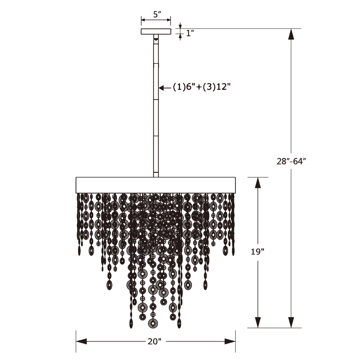 Winham 20'' Chandelier dimensions