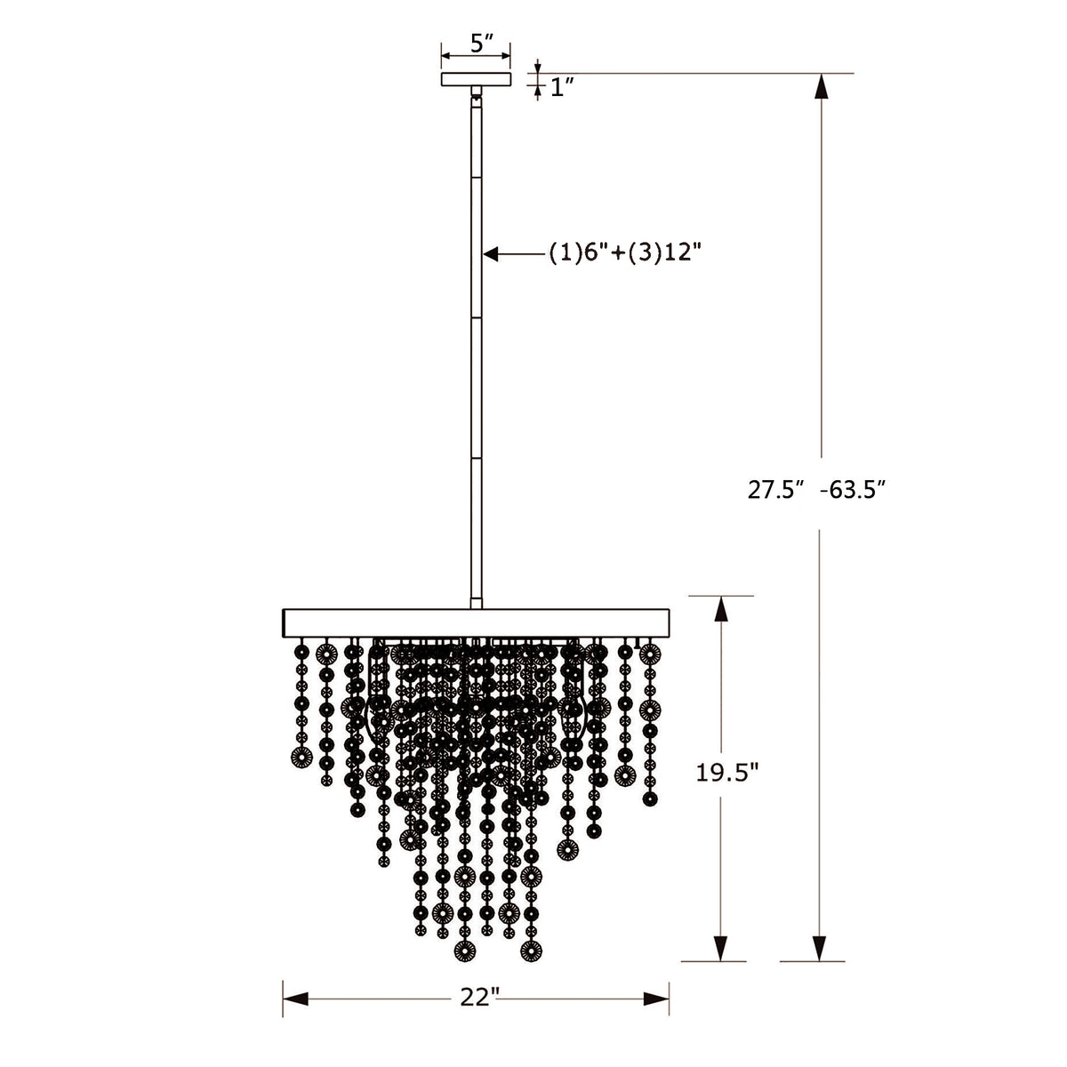 Winham 22'' Chandelier dimensions