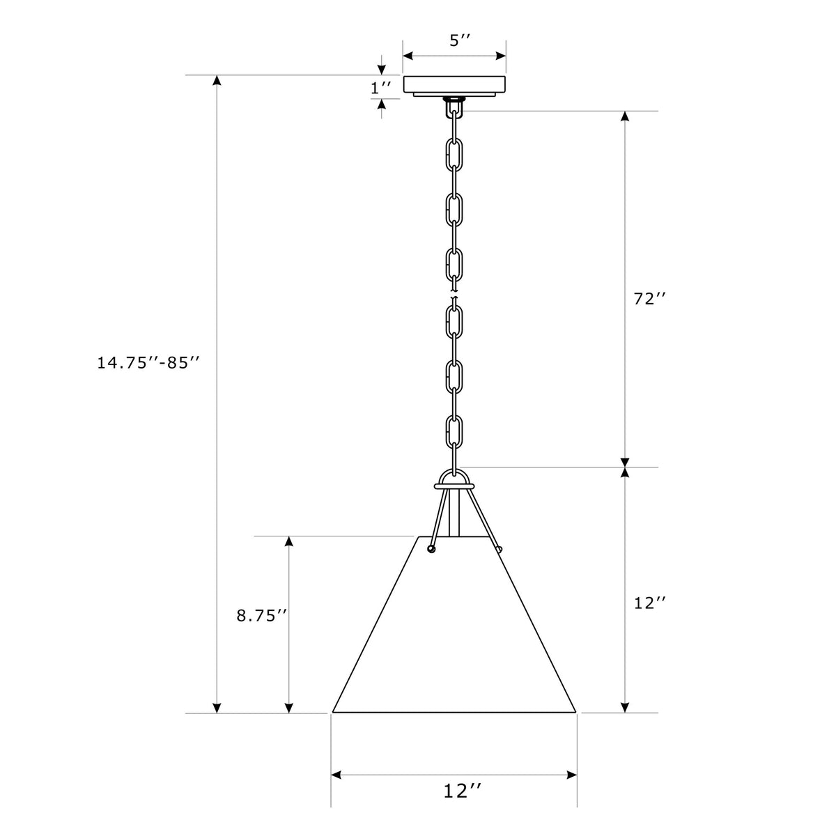 Xavier 12'' Pendant dimensions