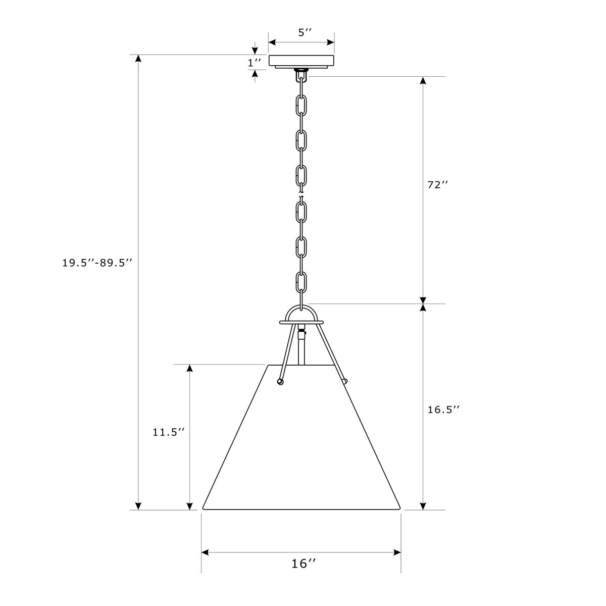 Xavier 16'' Pendant dimensions