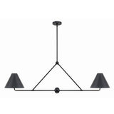 Xavier 54'' Linear Chandelier in Matte Black - Front View (XAV-B9307-MK)