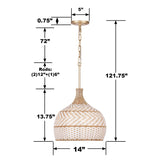 Zanzibar 14'' Pendant - Dimensions Diagram (ZAN-9003-SG)