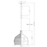 Zanzibar 14'' Pendant - Dimensions Diagram (ZAN-9003-SG)