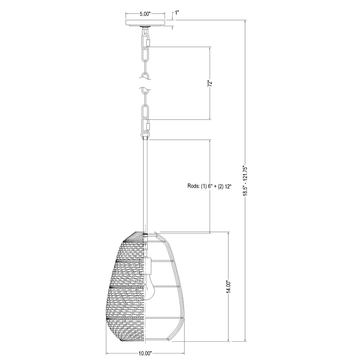 Zanzibar 10'' Pendant dimensions