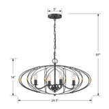 Zucca 24.5'' Chandelier - Dimensions Diagram (ZUC-A9034-EB-GA)