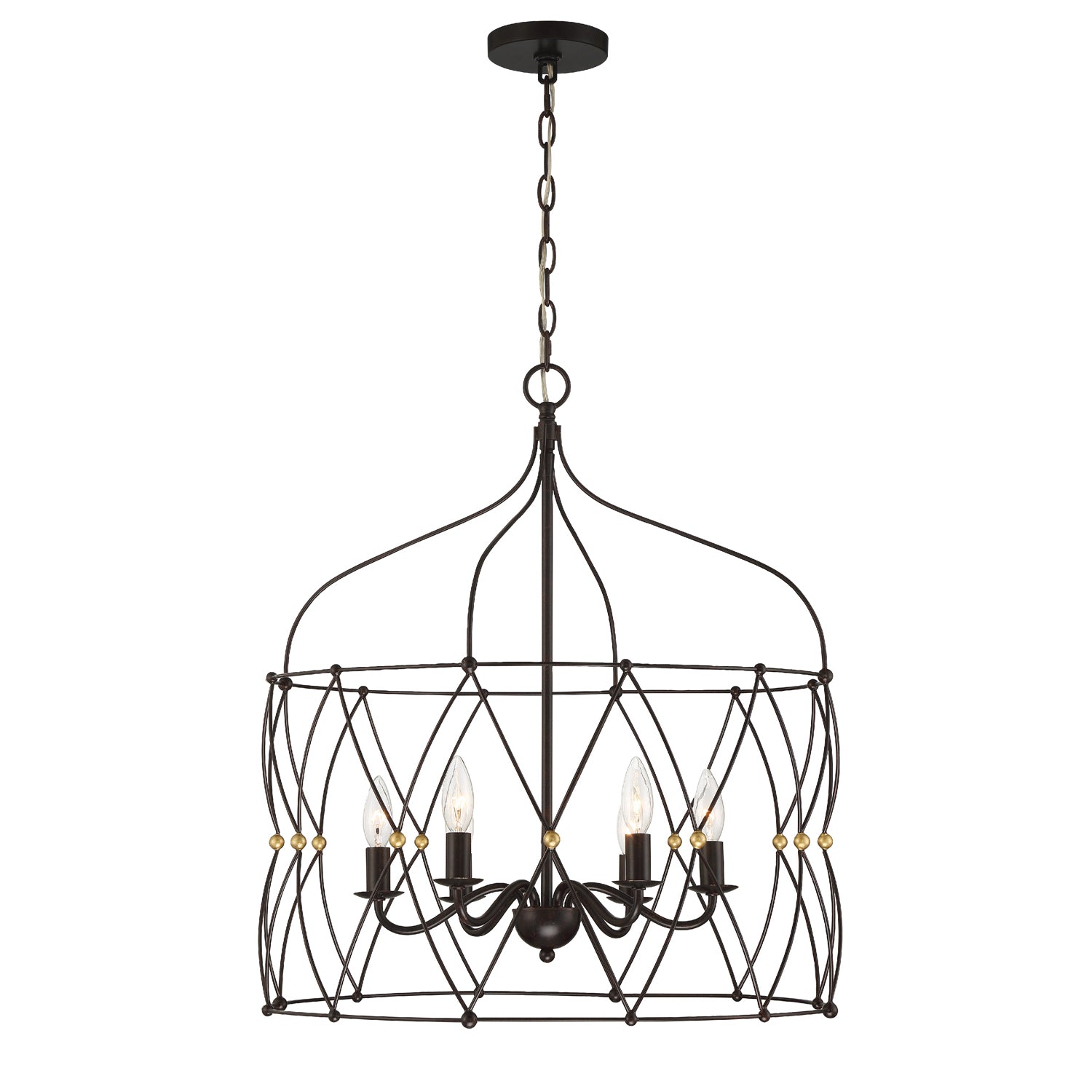 Exquisite antique white teardrop chandelier - 6 lights, 33½